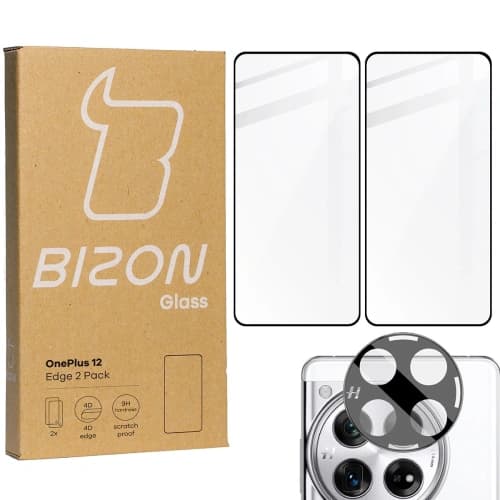 BIZON Edge 3D 2x screen glass + camera glass OnePlus 12