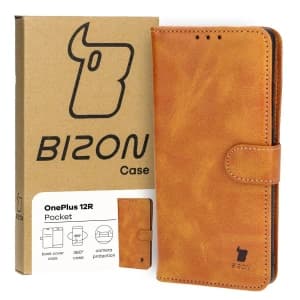 Etui z klapką Bizon Case Pocket do OnePlus 12R brązowe