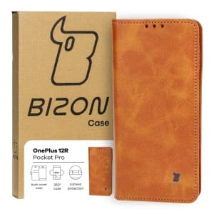 Etui z klapką Bizon Case Pocket Pro do OnePlus 12R brązowe