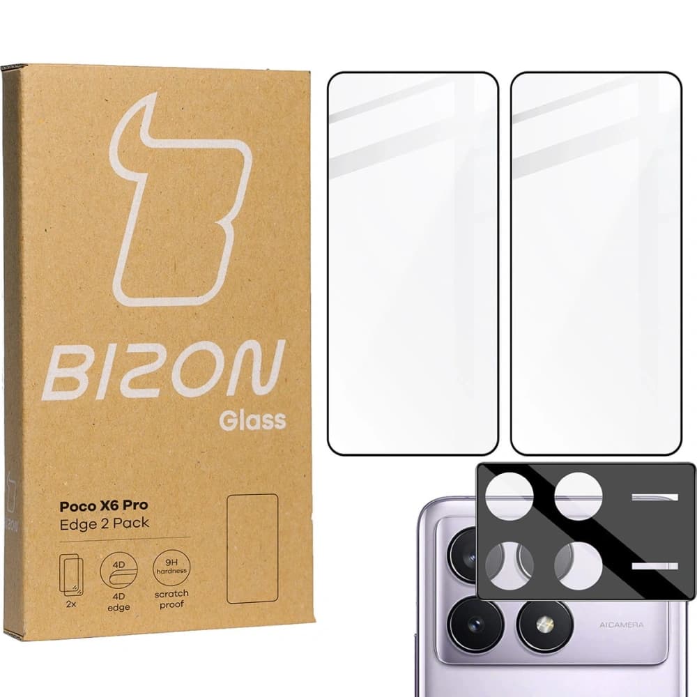 BIZON Edge 2x Bildschirmglas + Kameraglas Xiaomi Poco X6 Pro - 1