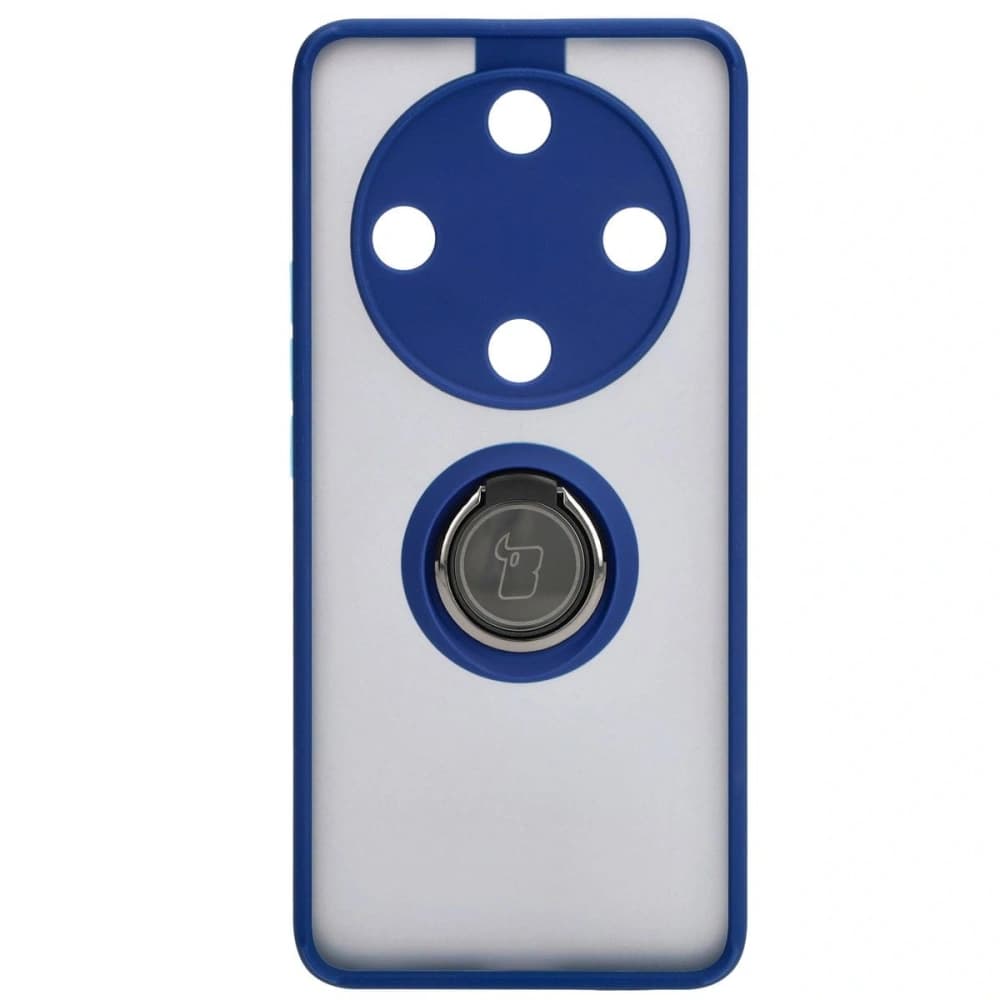 Bizon Case Hybrid Ring Honor Magic6 Lite rauchig mit einem marineblauen Rahmen - 2