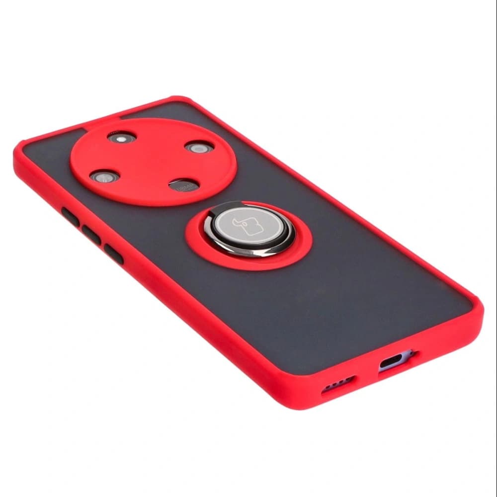 Bizon Case Hybrid Ring Honor Magic6 Lite rauchig mit einem roten Rahmen - 4