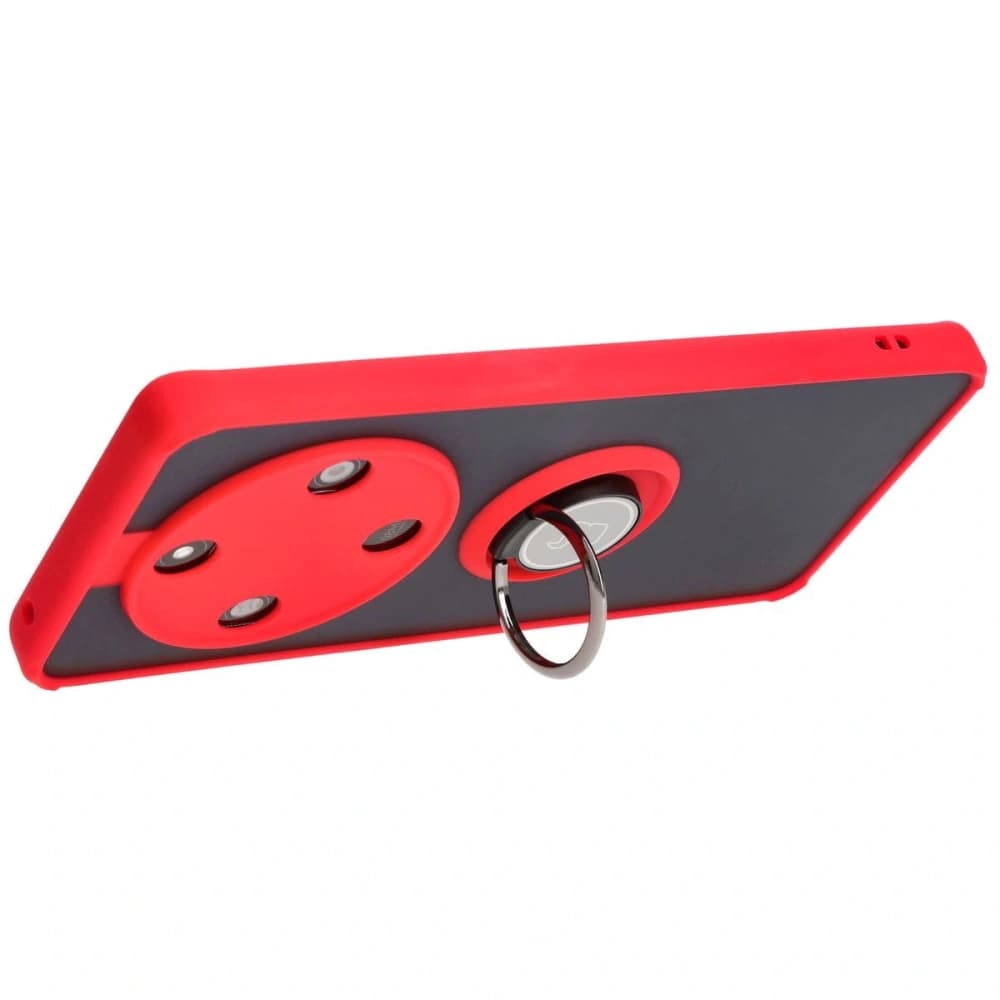 Bizon Case Hybrid Ring Honor Magic6 Lite rauchig mit einem roten Rahmen - 5