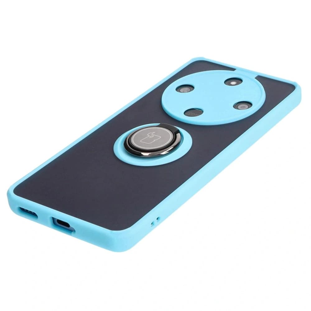 Bizon Case Hybrid Ring Honor Magic6 Lite smoky with a light blue frame - 3