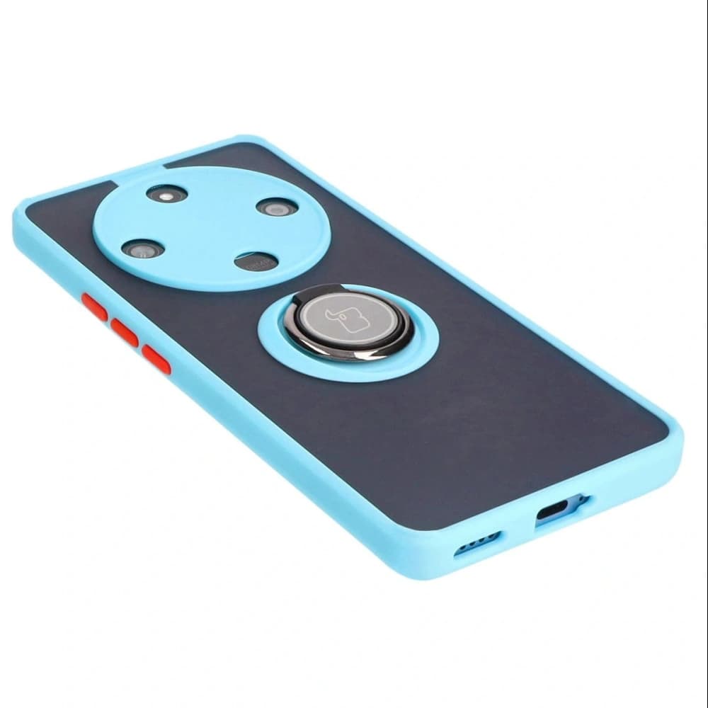 Bizon Case Hybrid Ring Honor Magic6 Lite smoky with a light blue frame - 4