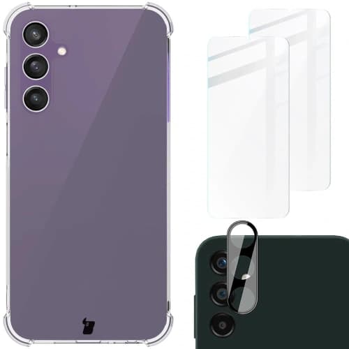 Bizon Case Clear Pack Hülle + 2x Bildschirmglas + Objektivglas Samsung Galaxy A25 5G transparent