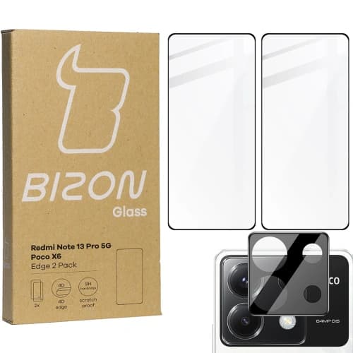 BIZON Edge 2x screen glass + camera glass Xiaomi Poco X6 / Redmi Note 13 Pro 5G