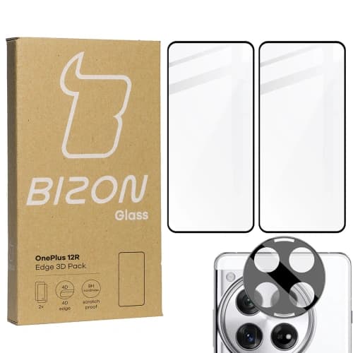 BIZON Edge 3D 2x screen glass + camera glass OnePlus 12R