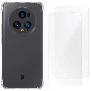 Bizon Case Clear Pack Hülle + 2x Schutzfolie für Honor Magic5 Pro klar