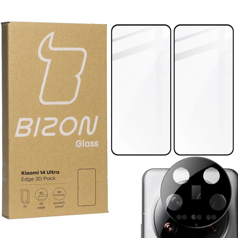 BIZON Edge 3D 2x Bildschirmglas + Kameraglas Xiaomi 14 Ultra - 1