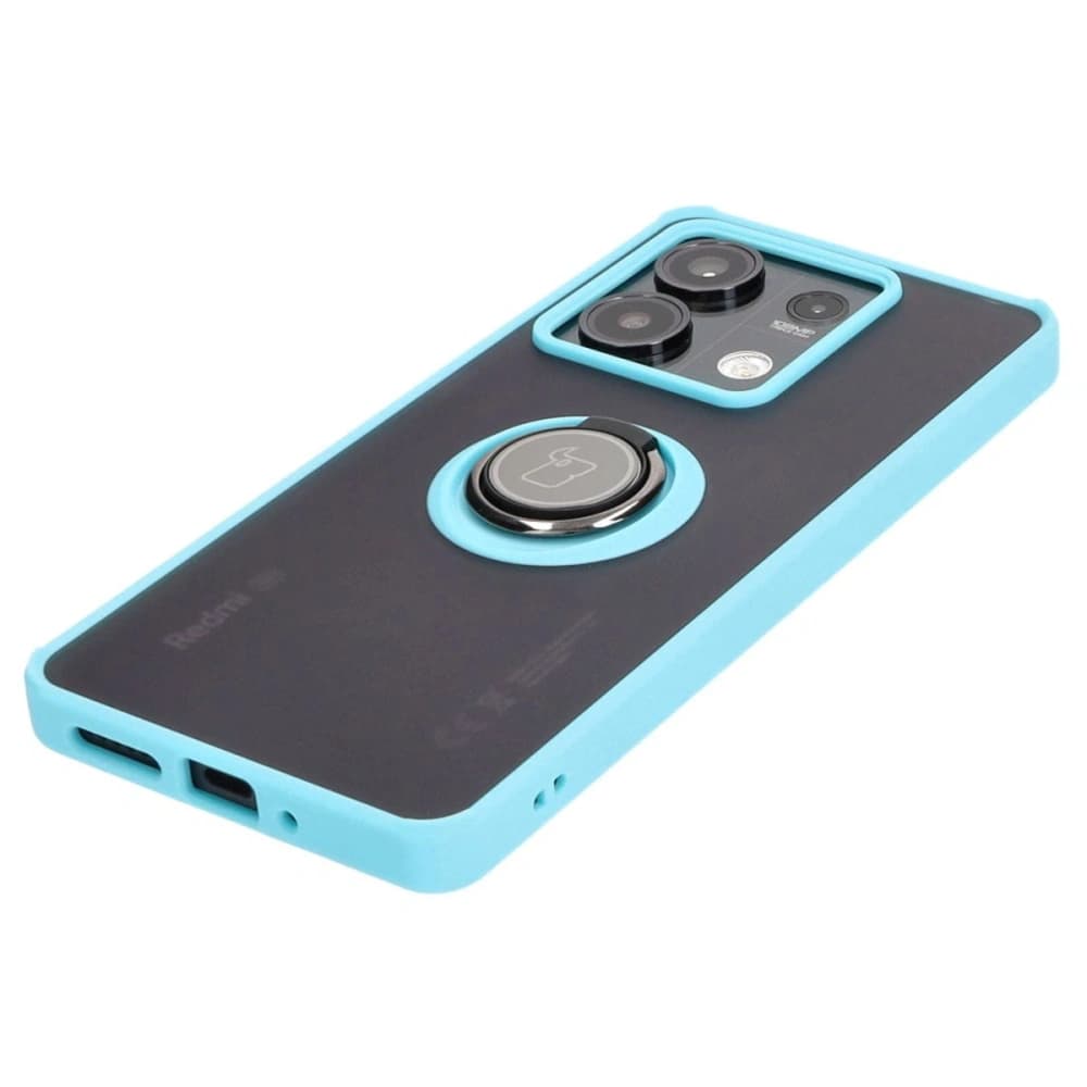 Bizon Case Hybrid Ring Xiaomi Redmi Note 13 5G rauchig mit einem hellblauen Rahmen - 3