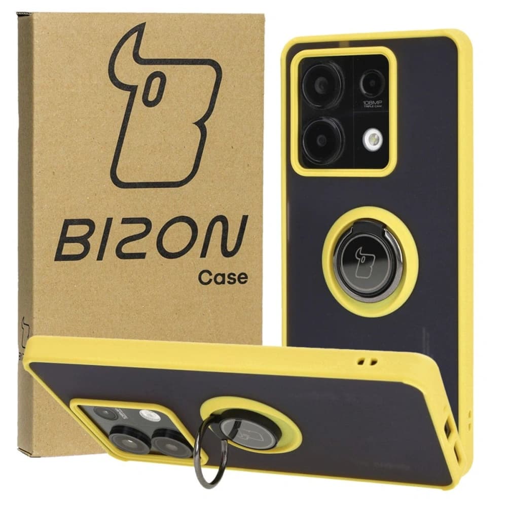 Bizon Case Hybrid Ring Xiaomi Redmi Note 13 5G smoky with a yellow frame - 1