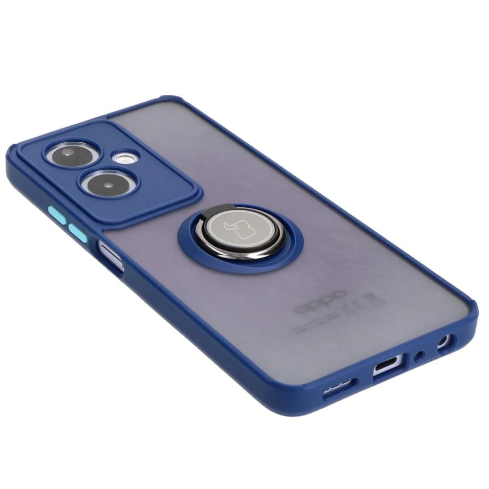 Bizon Case Hybrid Ring Oppo A79 5G rauchig mit einem navyblauen Rahmen - 4