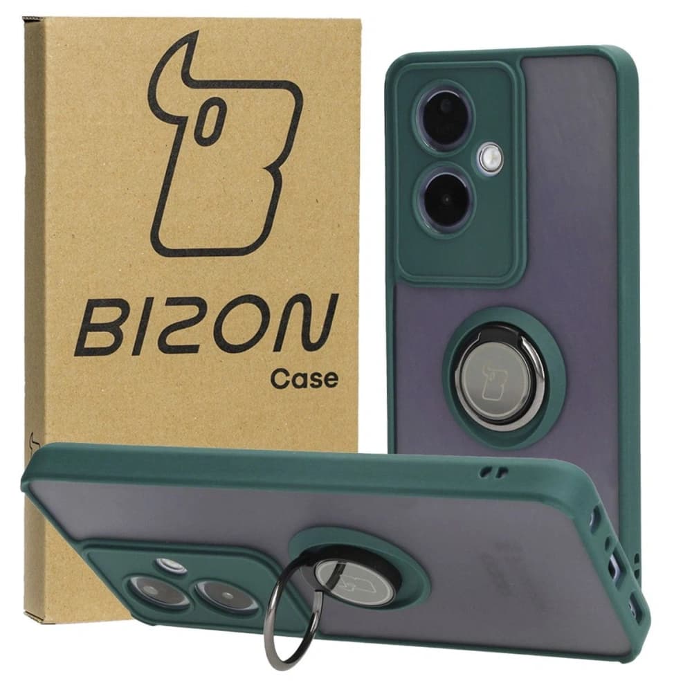 Bizon Case Hybrid Ring Oppo A79 5G smoky with a dark green frame - 1