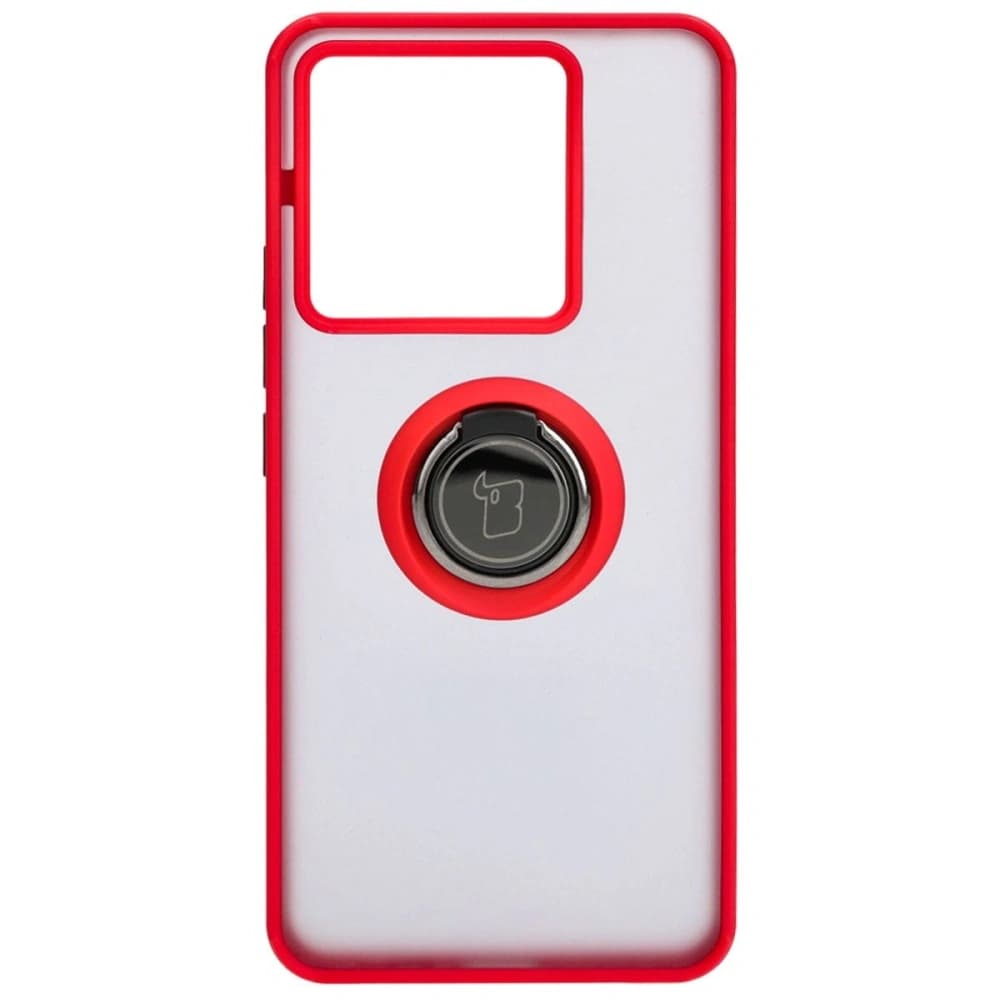 Bizon Case Hybrid Ring Xiaomi Poco X6 / Xiaomi Redmi Note 13 Pro 5G rauchig mit einem roten Rahmen - 2