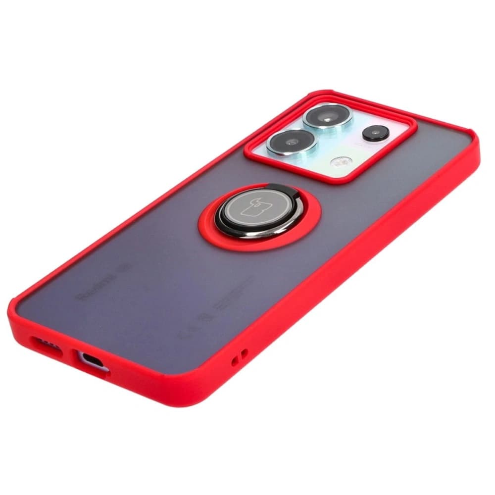 Bizon Case Hybrid Ring Xiaomi Poco X6 / Xiaomi Redmi Note 13 Pro 5G rauchig mit einem roten Rahmen - 3