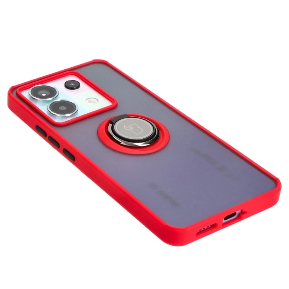 Bizon Case Hybrid Ring Xiaomi Poco X6 / Xiaomi Redmi Note 13 Pro 5G rauchig mit einem roten Rahmen - 4