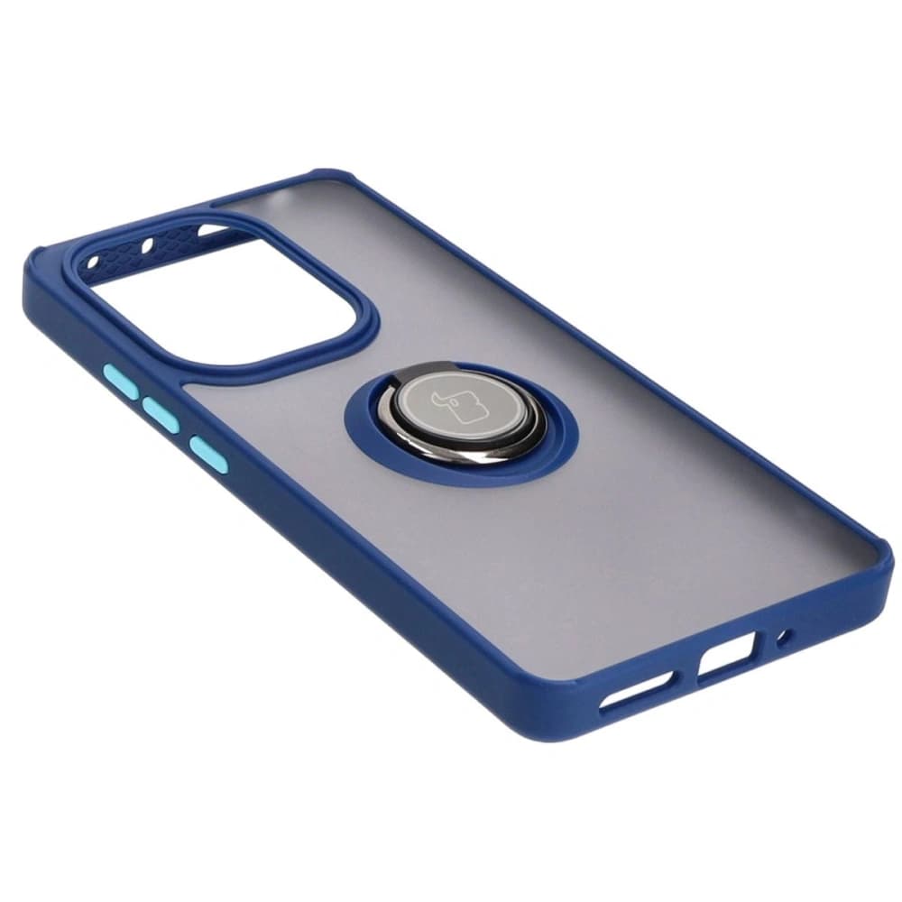 Bizon Case Hybrid Ring Xiaomi Poco M6 Pro 4G / Xiaomi Redmi Note 13 Pro 4G rauchig mit einem navyblauen Rahmen - 4