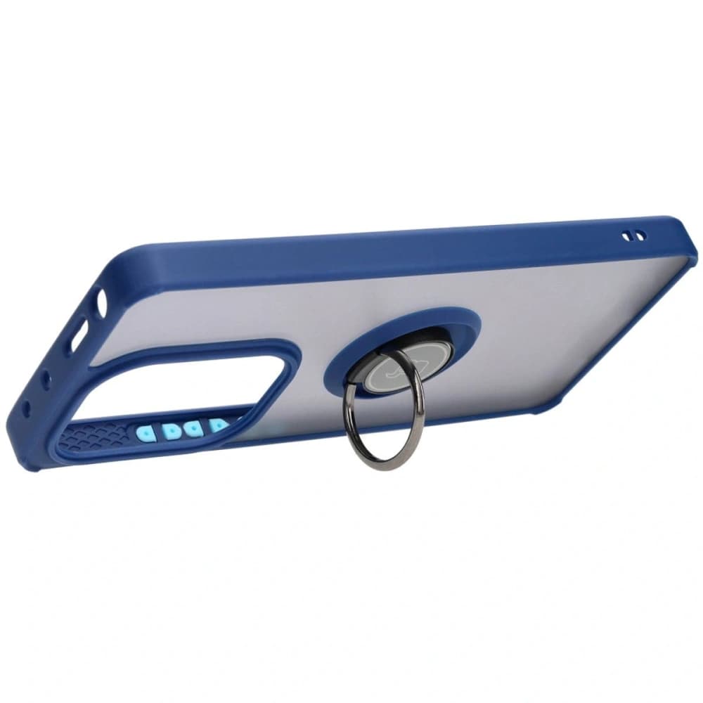 Bizon Case Hybrid Ring Xiaomi Poco M6 Pro 4G / Xiaomi Redmi Note 13 Pro 4G rauchig mit einem navyblauen Rahmen - 5