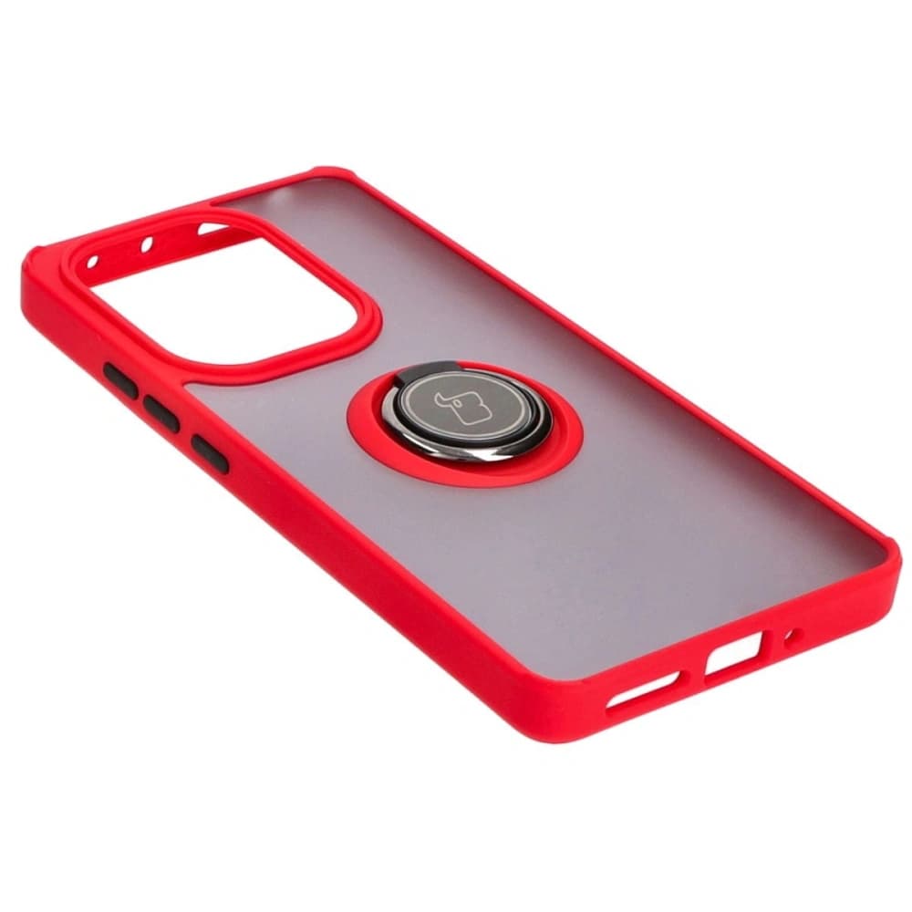 Bizon Case Hybrid Ring Xiaomi Poco M6 Pro 4G / Xiaomi Redmi Note 13 Pro 4G / LTE / 14S smoky with a red frame - 4