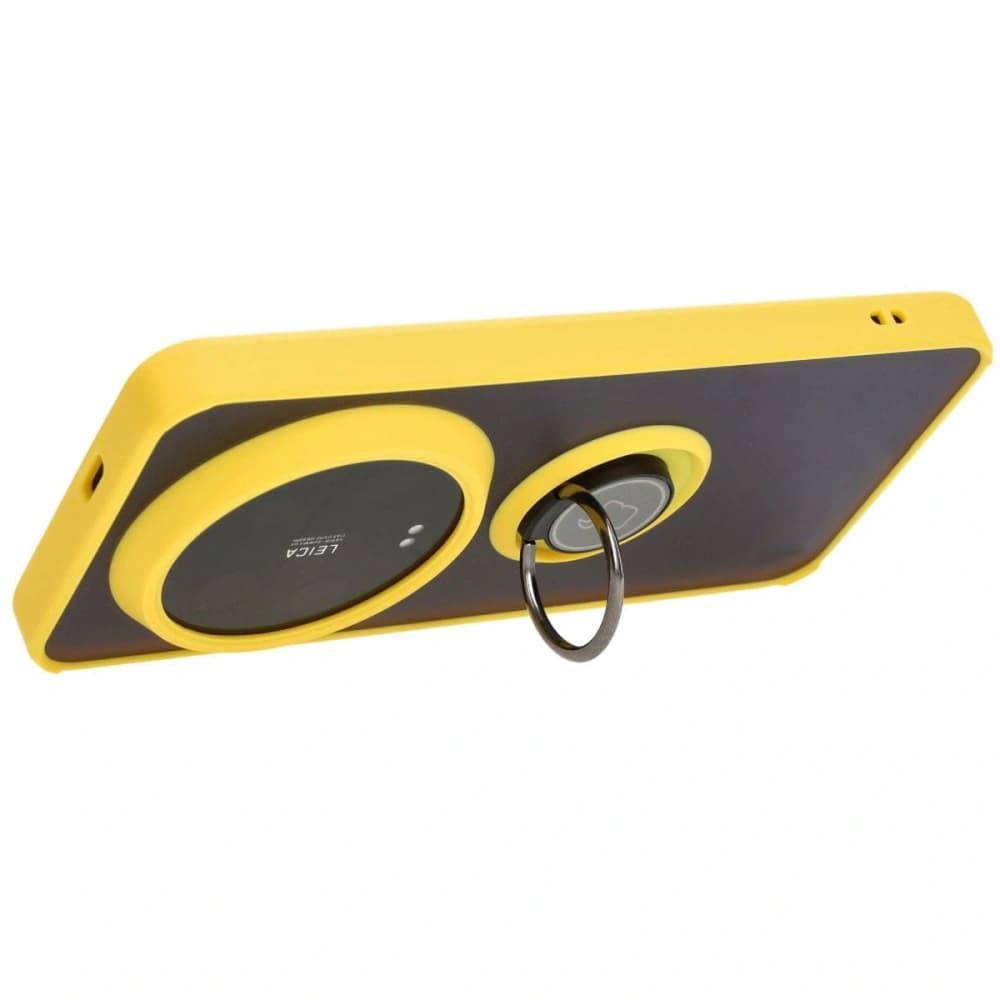 Bizon Case Hybrid Ring Xiaomi 14 Ultra rauchig mit einem gelben Rahmen - 5