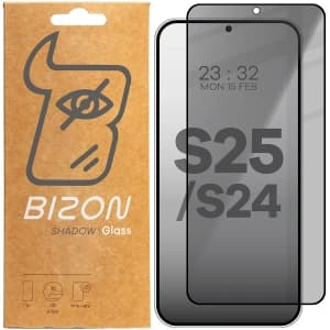 Bizon Glass Edge Shadow Samsung Galaxy S25/S24 tinted with a black frame