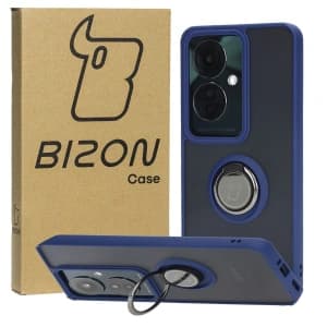 Bizon Case Hybrid Ring Oppo Reno11 F 5G smoky with a navy blue frame