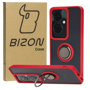 Bizon Case Hybrid Ring Oppo Reno11 F 5G smoky with a red frame