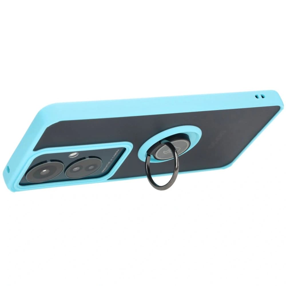 Bizon Case Hybrid Ring Oppo Reno11 F 5G smoky with a light blue frame - 5