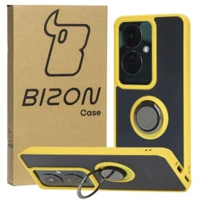 Bizon Case Hybrid Ring Oppo Reno11 F 5G smoky with a yellow frame