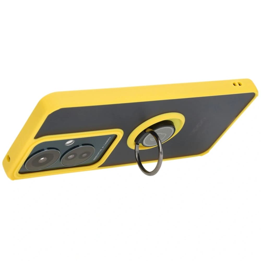 Bizon Case Hybrid Ring Oppo Reno11 F 5G smoky with a yellow frame - 5