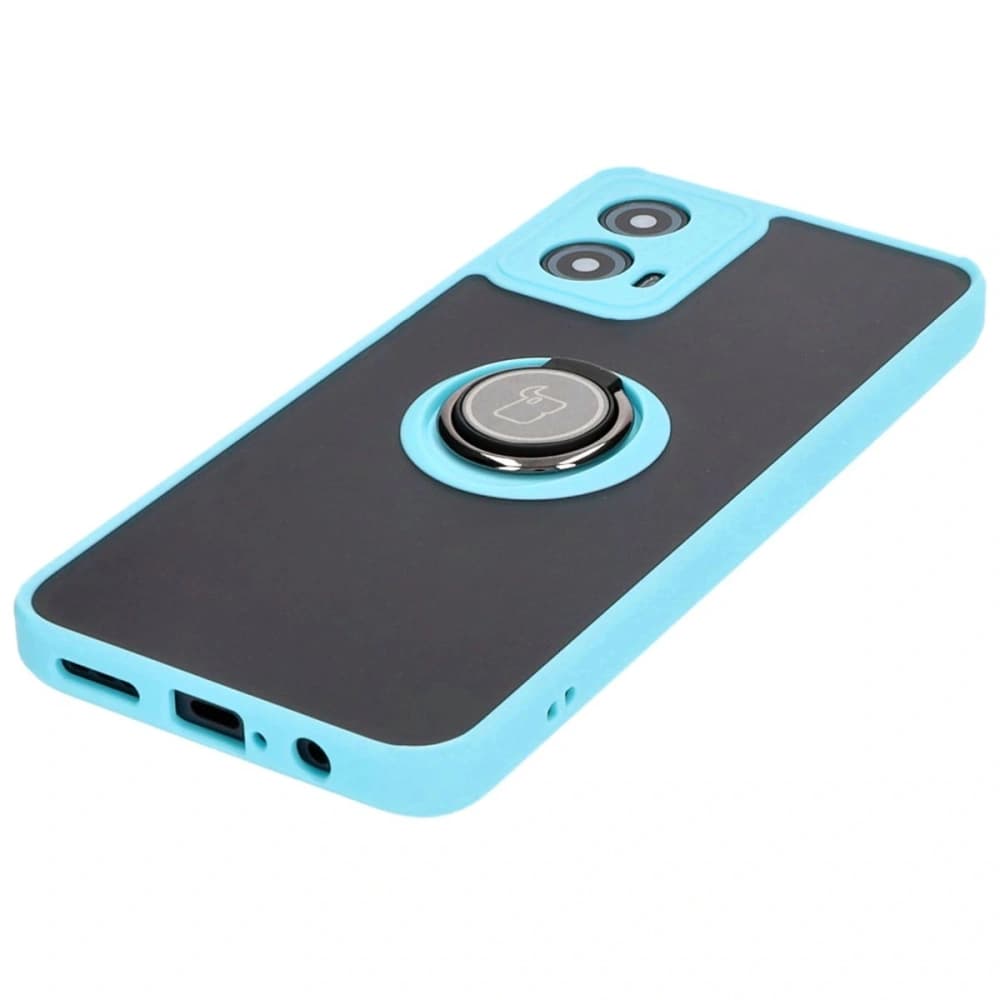 Bizon Case Hybrid Ring Motorola Moto G34 5G rauchig mit einem hellblauen Rahmen - 3