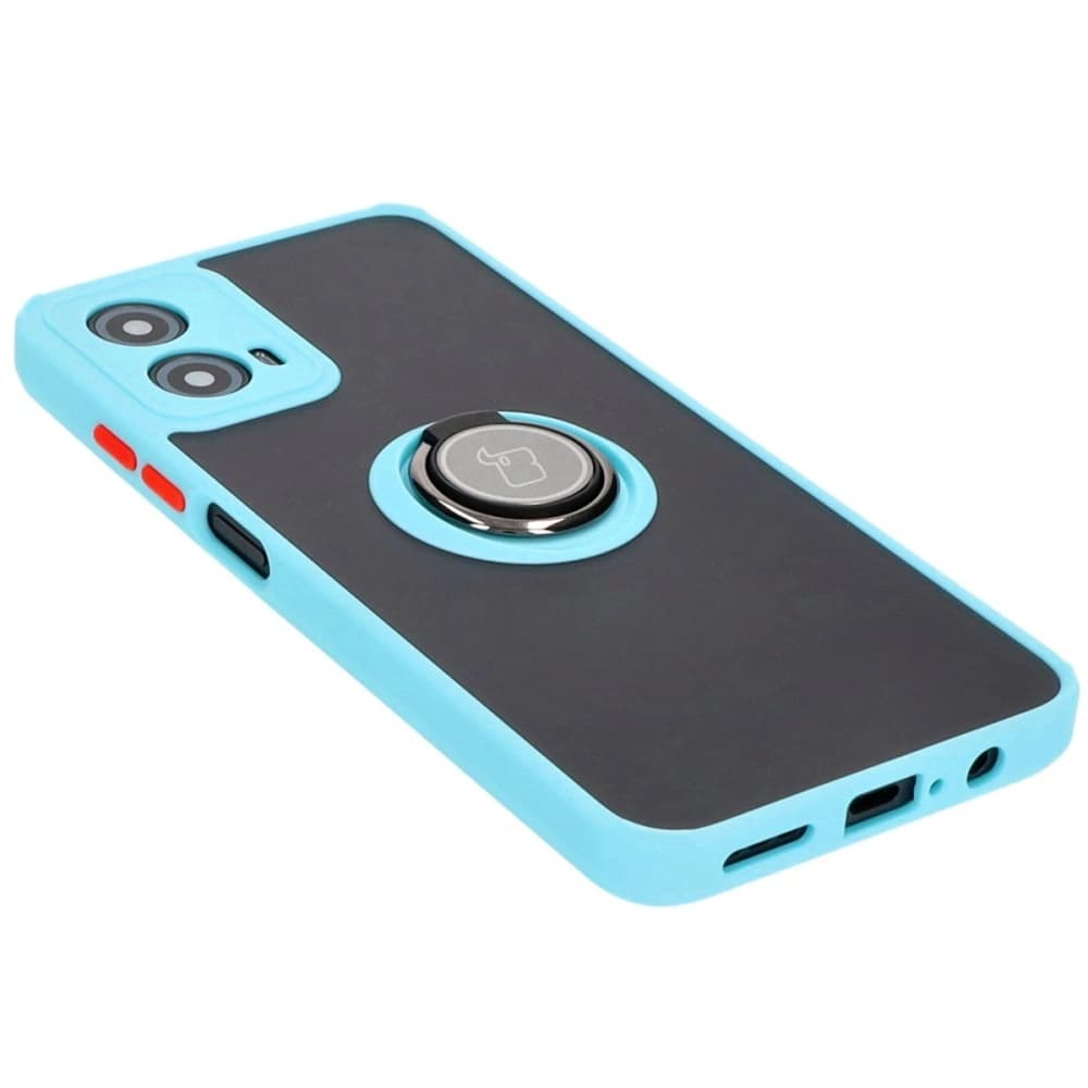 Bizon Case Hybrid Ring Motorola Moto G34 5G rauchig mit einem hellblauen Rahmen - 4