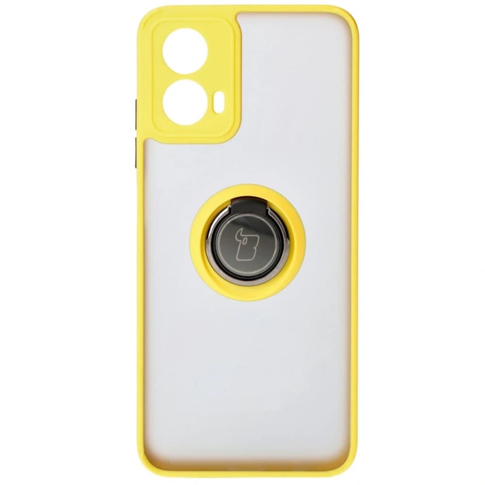 Bizon Case Hybrid Ring Motorola Moto G34 5G rauchig mit einem gelben Rahmen - 2
