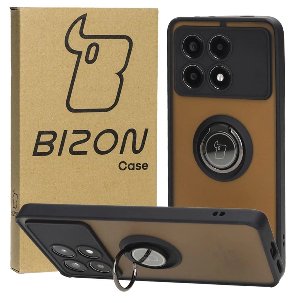 Bizon Case Hybrid Ring Xiaomi Poco X6 Pro rauchig mit einem schwarzen Rahmen - 1