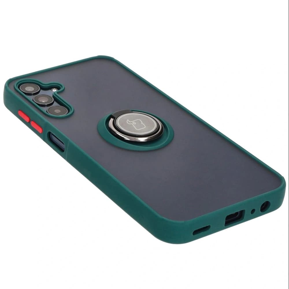 Bizon Case Hybrid Ring Samsung Galaxy M15 5G rauchig mit einem dunkelgrünen Rahmen - 4
