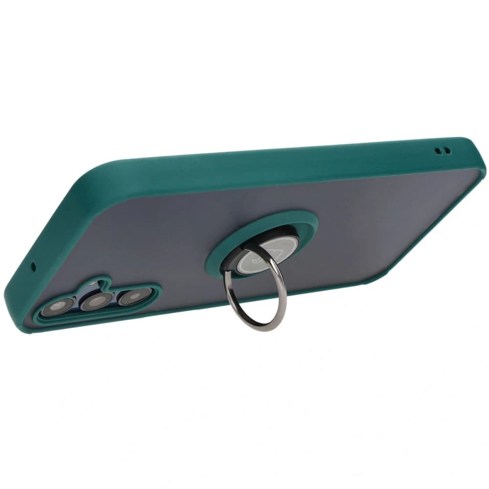 Bizon Case Hybrid Ring Samsung Galaxy M15 5G rauchig mit einem dunkelgrünen Rahmen - 5