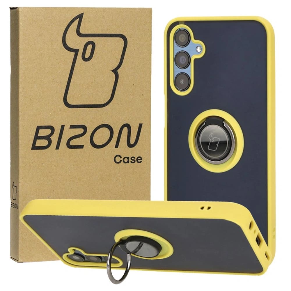Bizon Case Hybrid Ring Samsung Galaxy M15 5G smoky with a yellow frame - 1