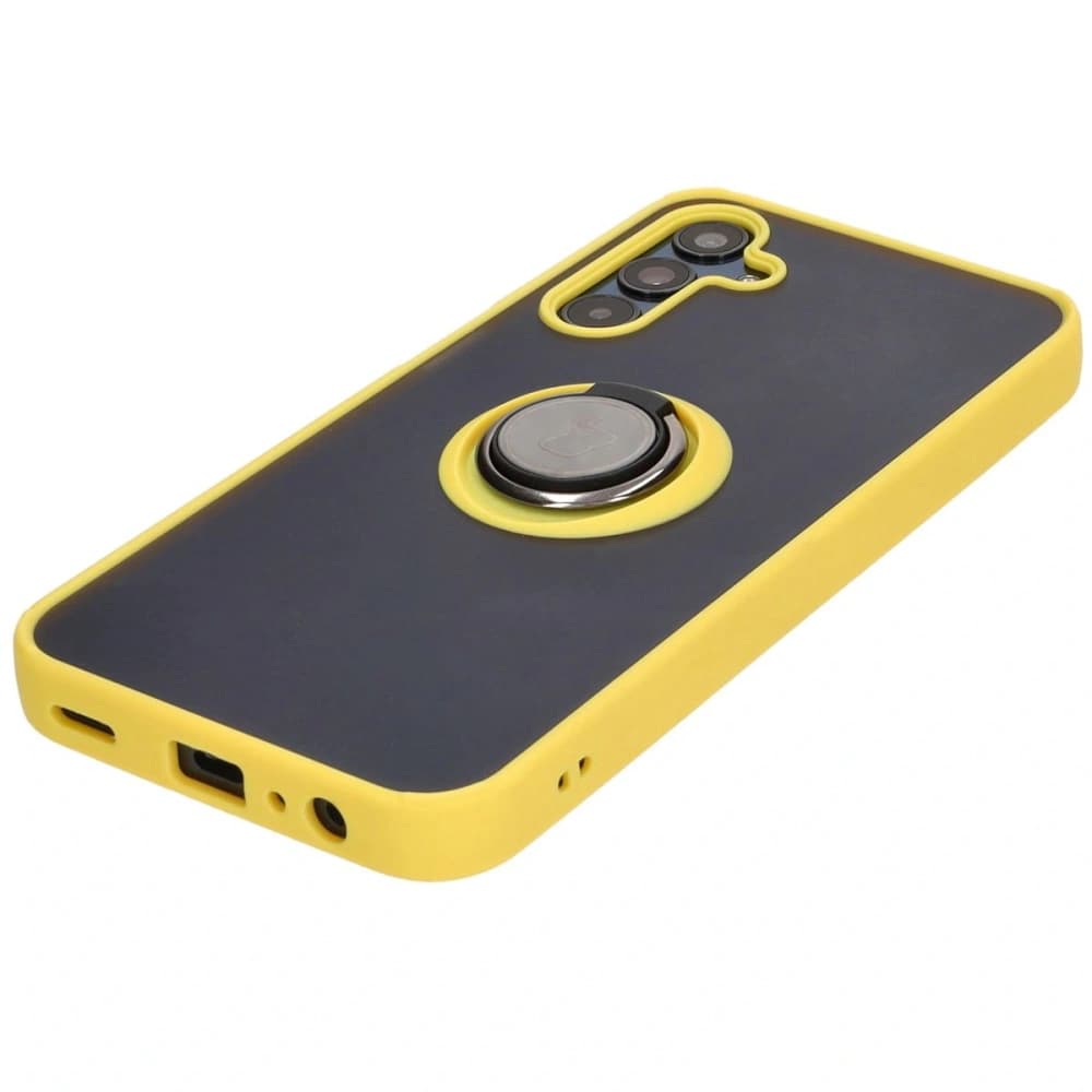 Bizon Case Hybrid Ring Samsung Galaxy M15 5G smoky with a yellow frame - 3