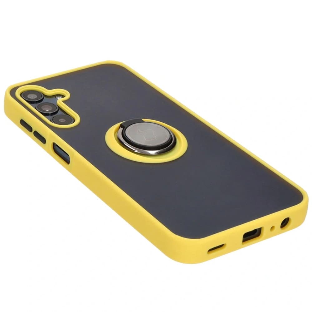 Bizon Case Hybrid Ring Samsung Galaxy M15 5G smoky with a yellow frame - 4
