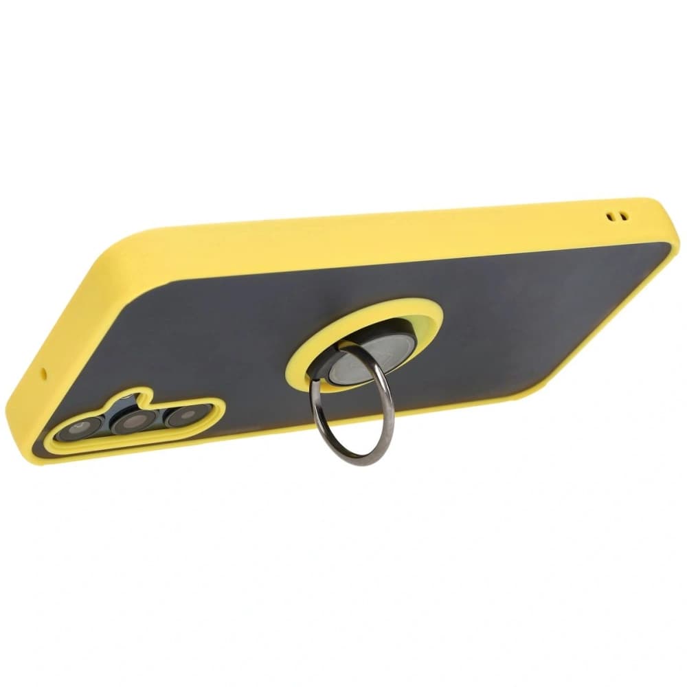 Bizon Case Hybrid Ring Samsung Galaxy M15 5G smoky with a yellow frame - 5