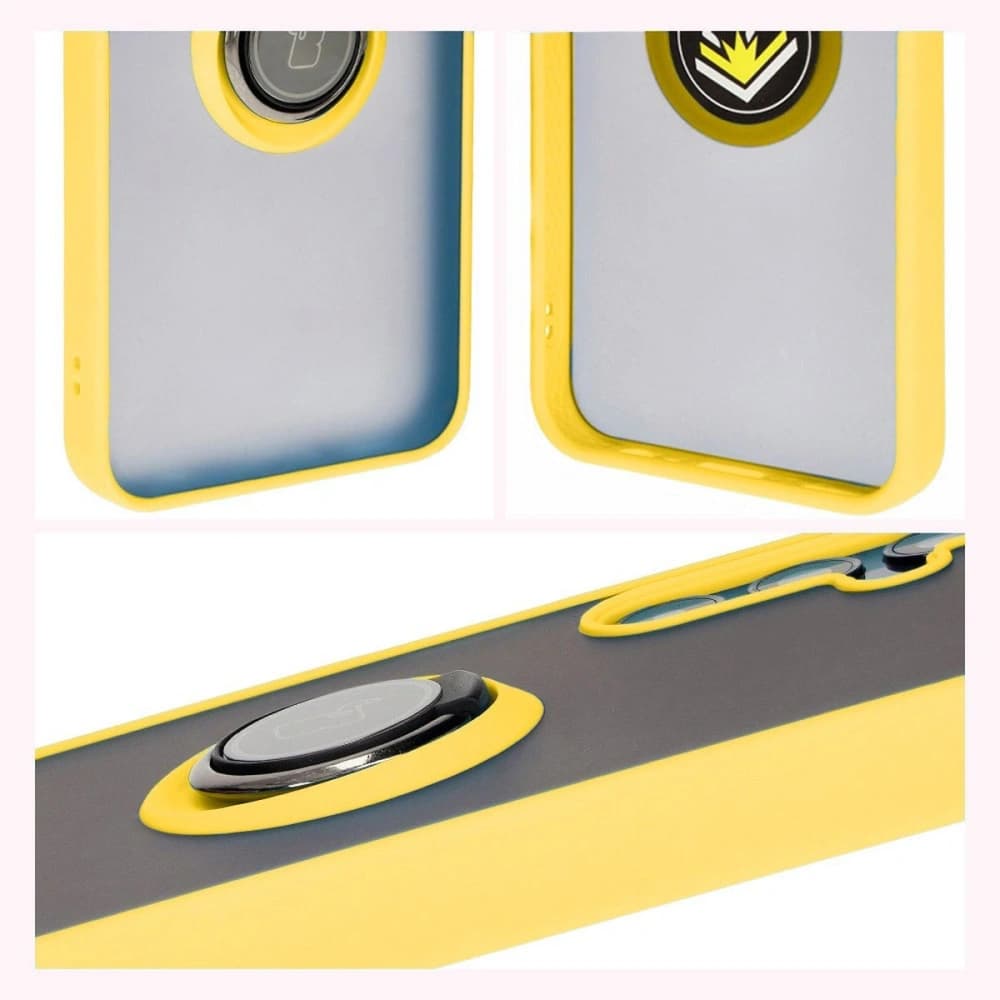Bizon Case Hybrid Ring Samsung Galaxy M15 5G smoky with a yellow frame - 6