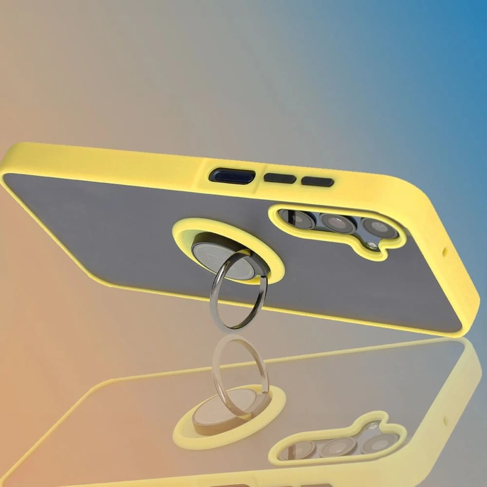 Bizon Case Hybrid Ring Samsung Galaxy M15 5G smoky with a yellow frame - 9