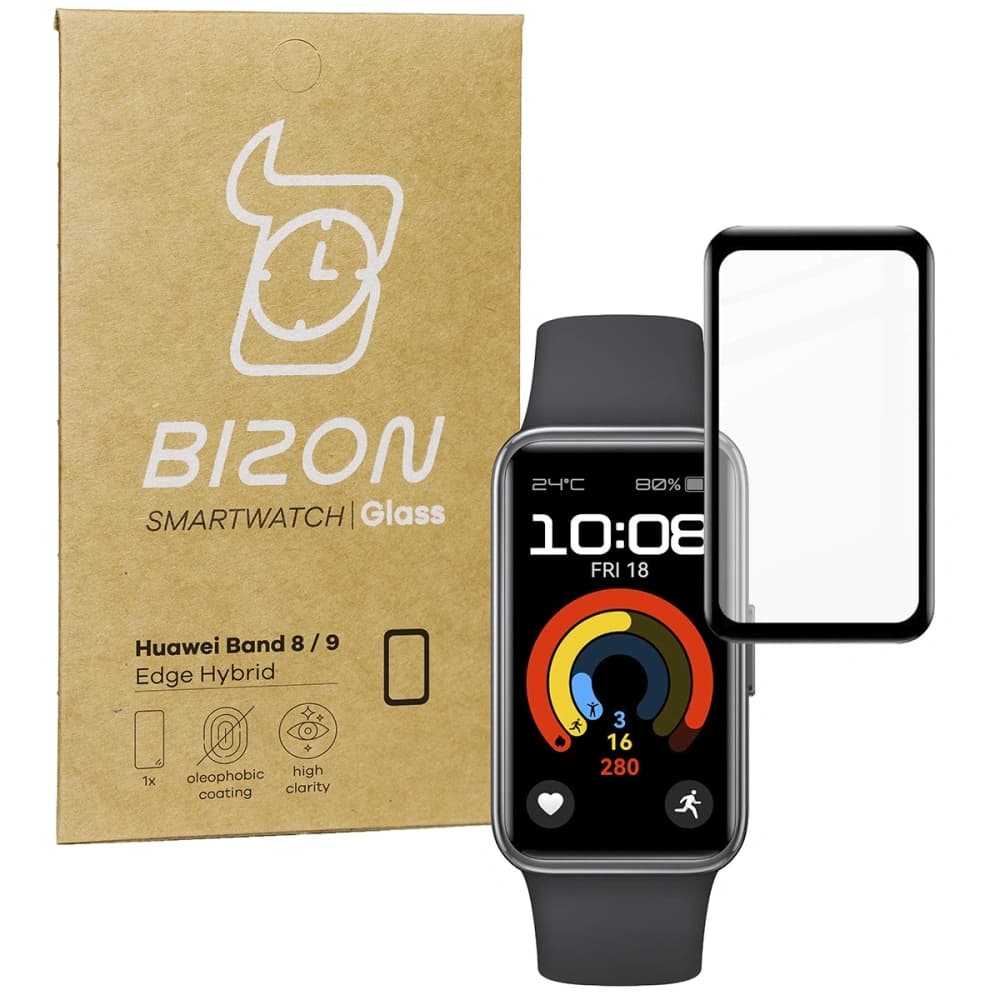Bizon Glass Watch Edge Hybrid Huawei Band 9 / Band 8 black - 1