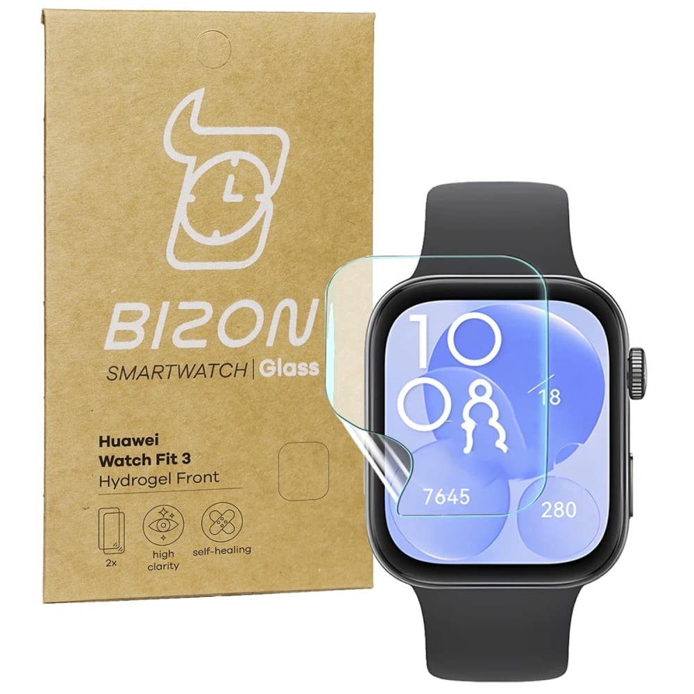 Bizon Glas Uhr Hydrogel Huawei Uhr Fit 3 [2 PACK] - 1
