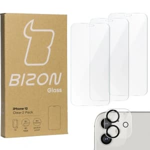 BIZON Clear 3x screen glass + camera glass Apple iPhone 12