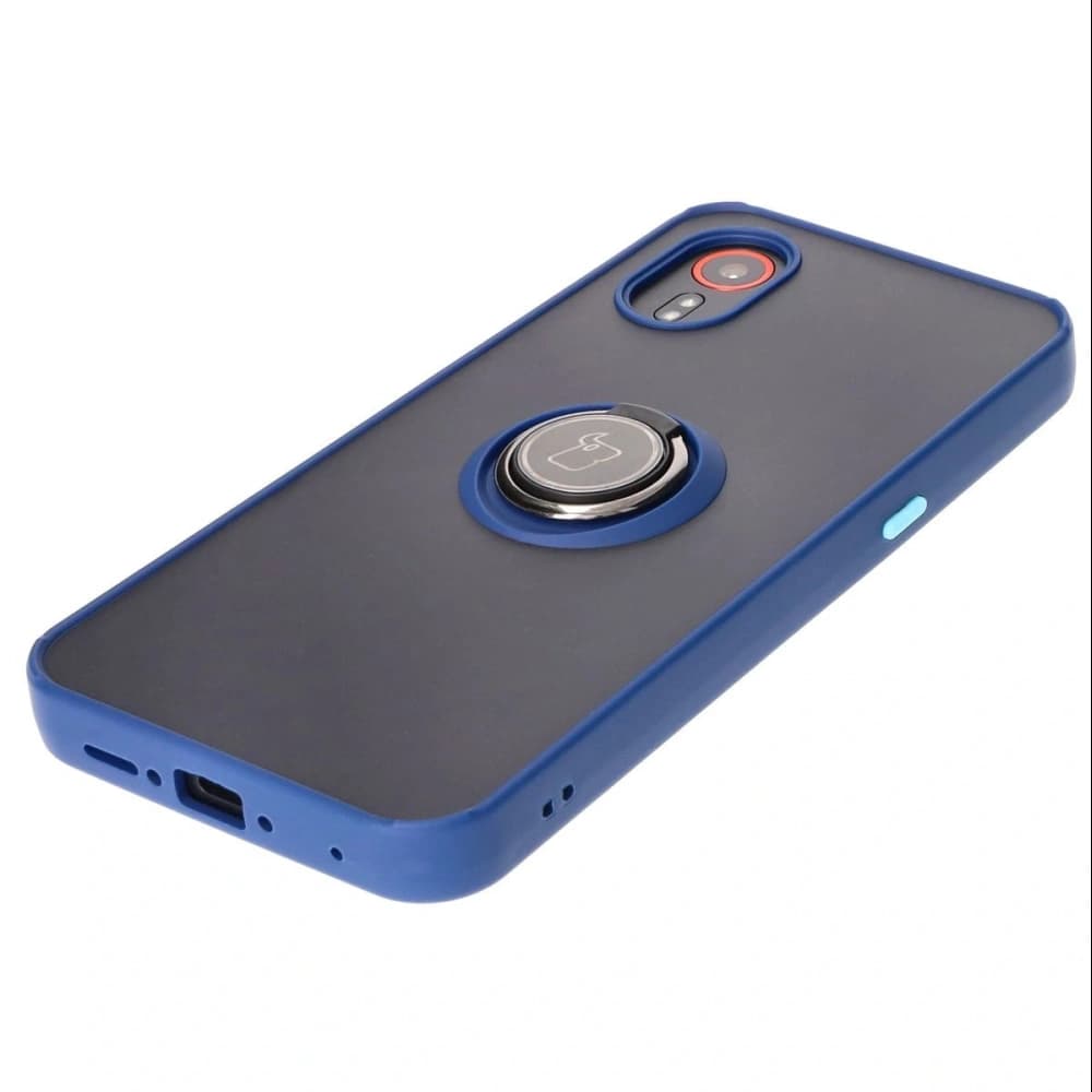 Bizon Case Hybrid Ring Samsung Galaxy Xcover7 smoky with a navy blue frame - 3