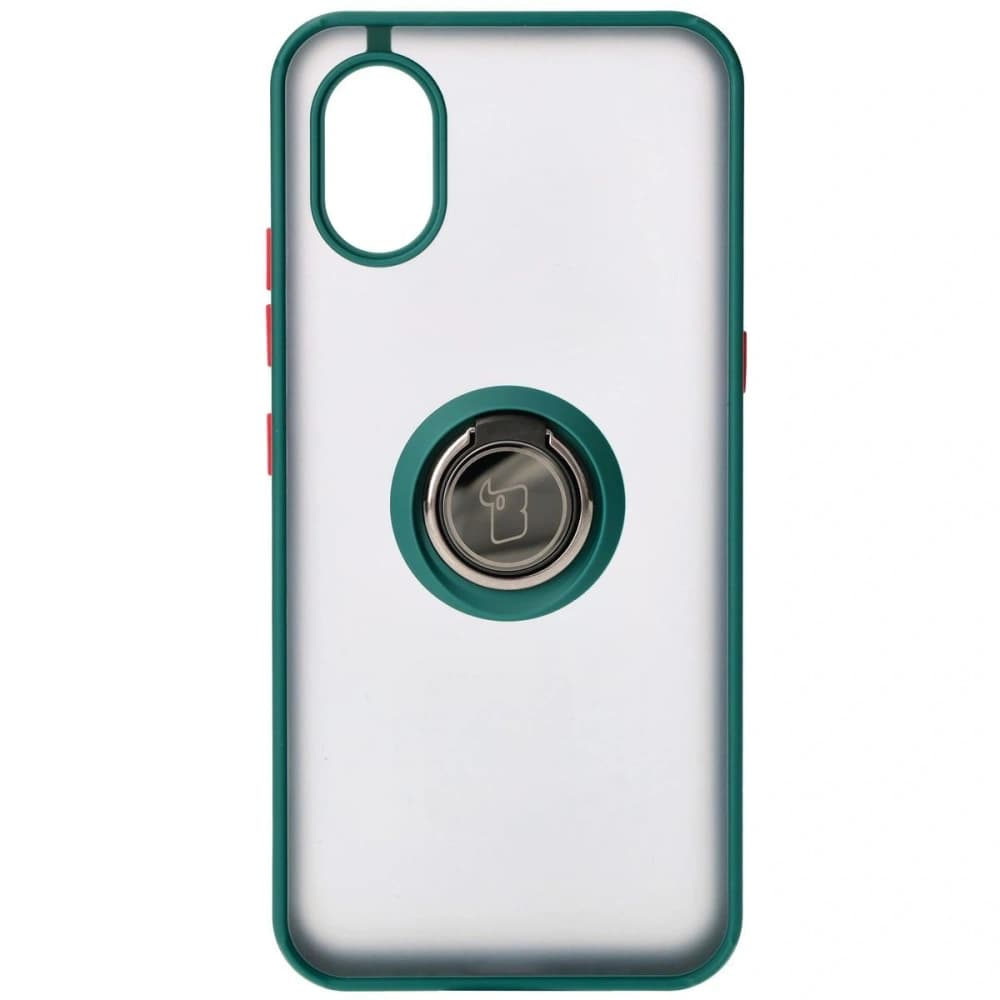 Etui z uchwytem na palec Bizon Case Hybrid Ring do Samsung Galaxy Xcover7 przydymione z ciemnozieloną ramką - 2