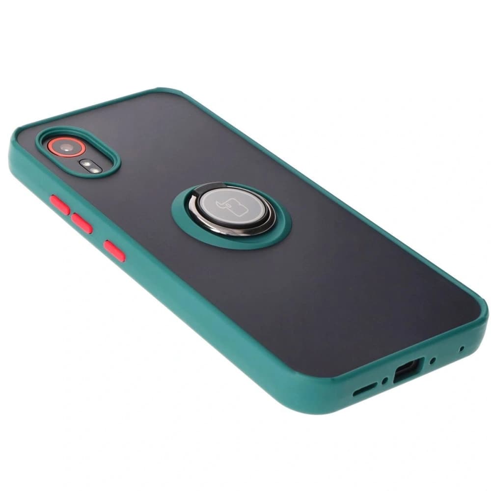 Etui z uchwytem na palec Bizon Case Hybrid Ring do Samsung Galaxy Xcover7 przydymione z ciemnozieloną ramką - 4