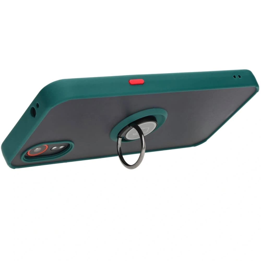 Etui z uchwytem na palec Bizon Case Hybrid Ring do Samsung Galaxy Xcover7 przydymione z ciemnozieloną ramką - 5
